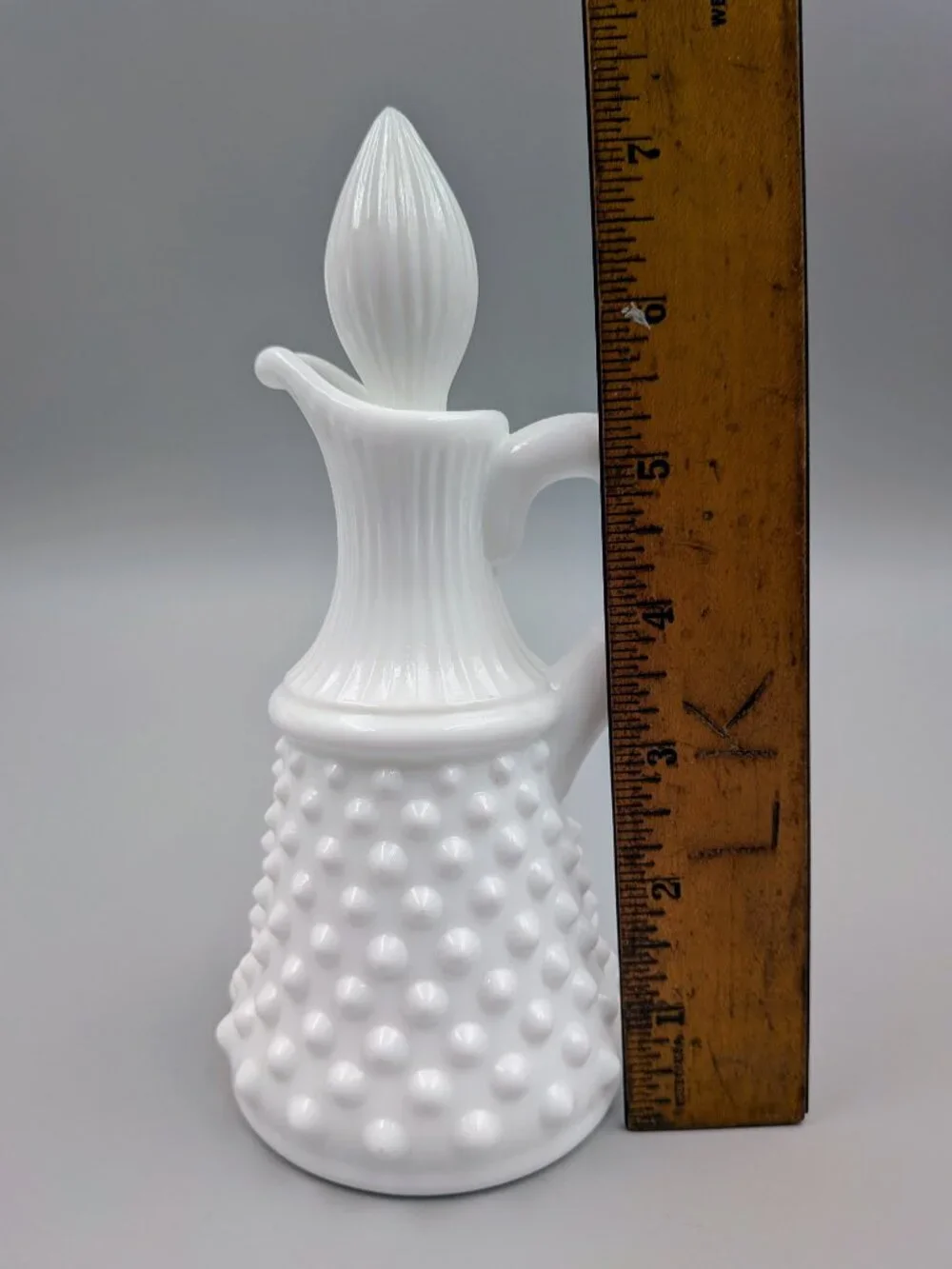 Vintage Fenton White Milk Glass Hobnail Cruet - Cottagecore Modern Farmhouse
